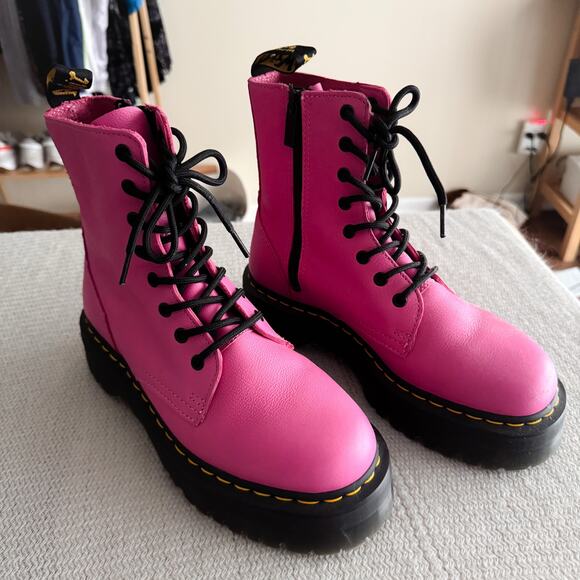 Dr. Martens Pink Jadon III Platform Pisa Leather Boots Size 9 Doc Martens Punk - Picture 2 of 11